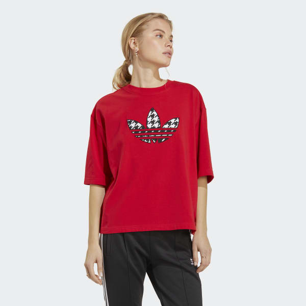 Cabra Proverbio perspectiva adidas Playera Originals Houndstooth Trifolio - Rojo | adidas Mexico