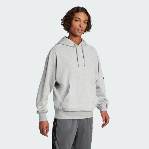 Grau Essentials Loose-Fit 3-Streifen Logo French Terry Hoodie