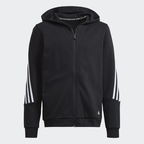 Sort Future Icons 3-Stripes Full-Zip hættetrøje