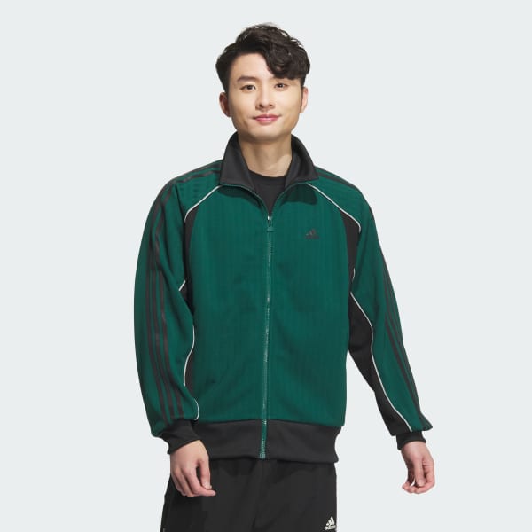 グリーン Byd3s ルーズフィット ジャカードニット トラックトップ（ジェンダーニュートラル）