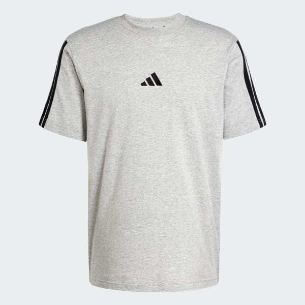 Grau Essentials 3-Streifen Single Jersey T-Shirt