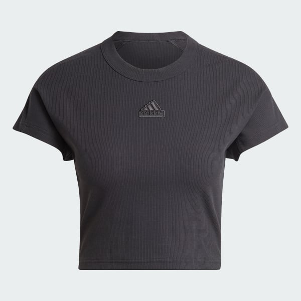 Zwart Lounge Ribbed Crop T-shirt