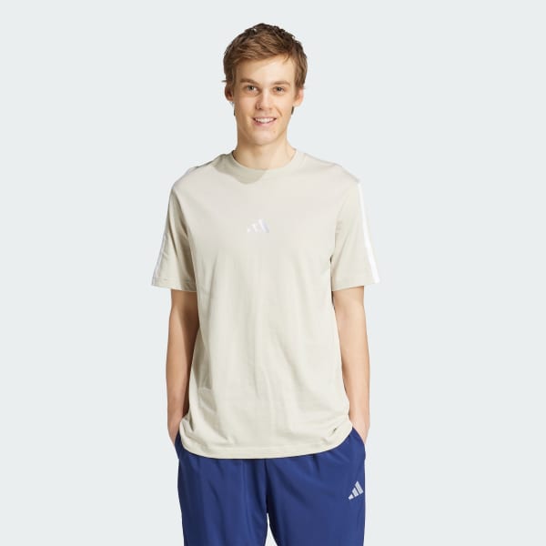 Beige Playera Essentials 3 Franjas Tejido Jersey