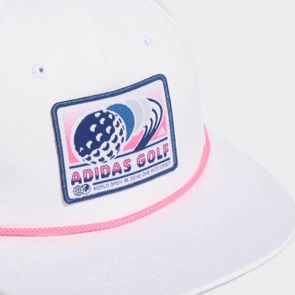 White 5 PANEL PATCH ROPE HAT