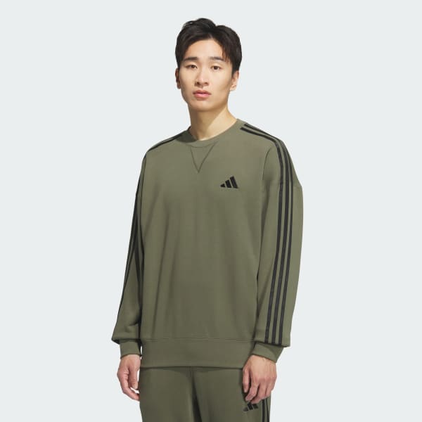 グリーン エッセンシャルズ プラス ルーズフィット スリーストライプス フレンチテリー スウェットシャツ