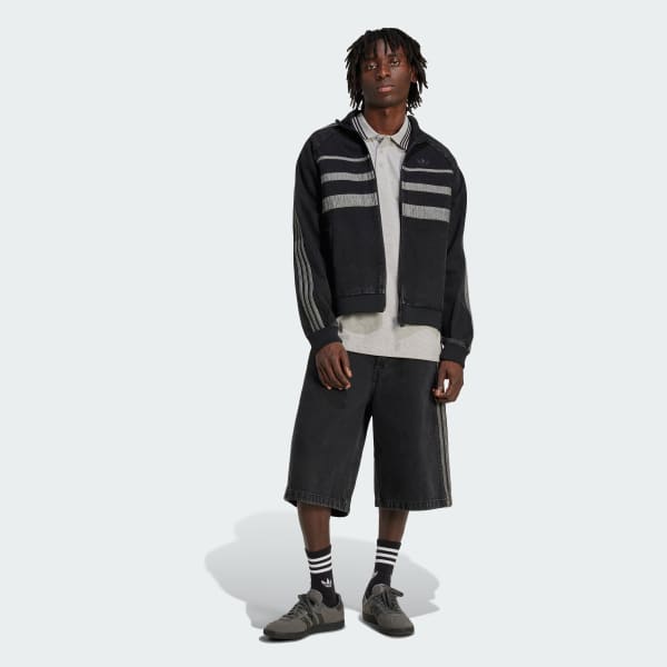 adidas アディカラーデニムトラックトップ Lサイズ ブラック JD3110 adidas Adicolor Denim Track Top - Black | Free Shipping with