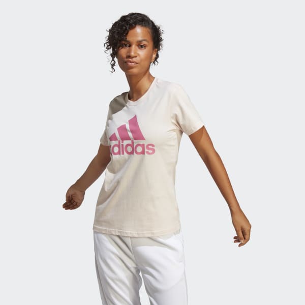 White adidas shirt hotsell with pink logo