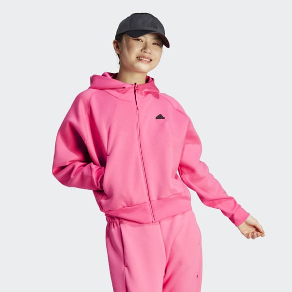 White adidas hoodie pink logo cheap