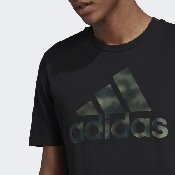 Schwarz Essentials Camo Print T-Shirt TC091