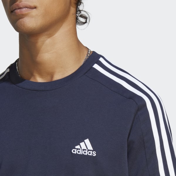 modrá Tričko Essentials Single Jersey 3-Stripes