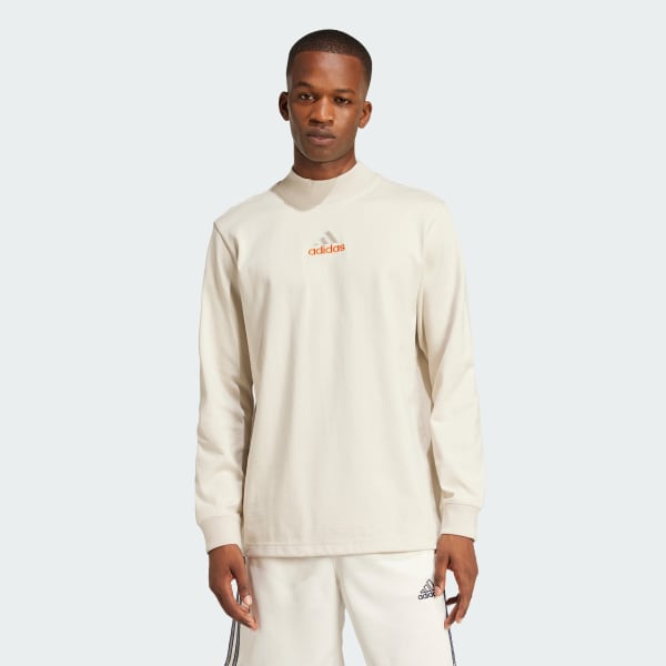 Beige Long Sleeve Mock Neck Q1 Top