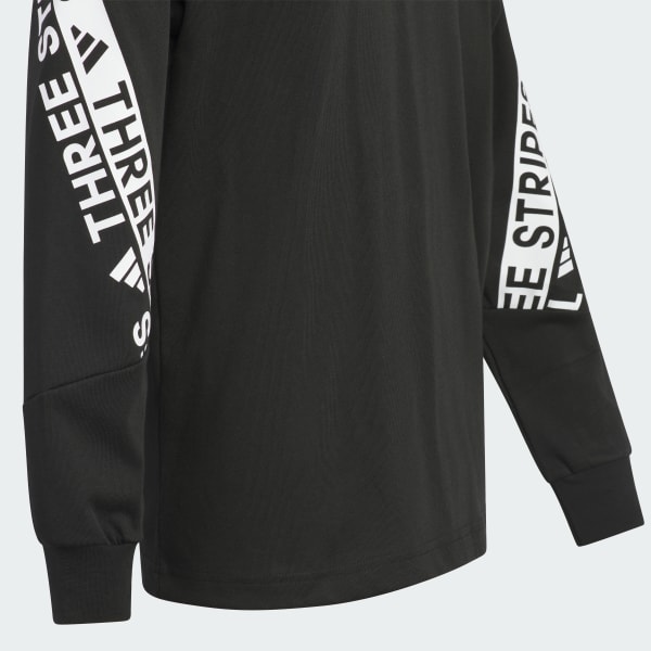 ブラック ワーディングパック ルーズフィット シングルジャージー 長袖Tシャツ キッズ