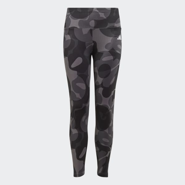 Negro Calzas 7/8 Essentials AEROREADY Seasonal Print Tiro Alto Niños