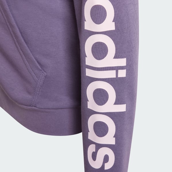 Violeta Sudadera con Gorro Essentials Linear Logo Cierre Frontal