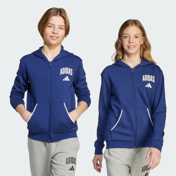 Μπλε Παιδικό hoodie Seasonals Essentials Collegiate Typography με φερμουάρ σε όλο το μήκος