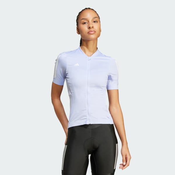 Lila Tempo 3-Streifen Radtrikot