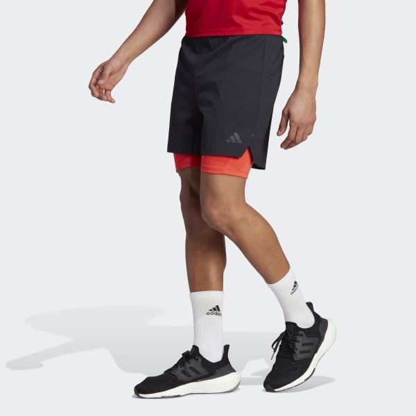 adidas Power Workout Two-in-One Shorts - Black