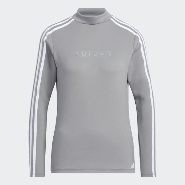 Grey AEROREADY 3-Stripes Mock Neck Long Sleeve Shirt