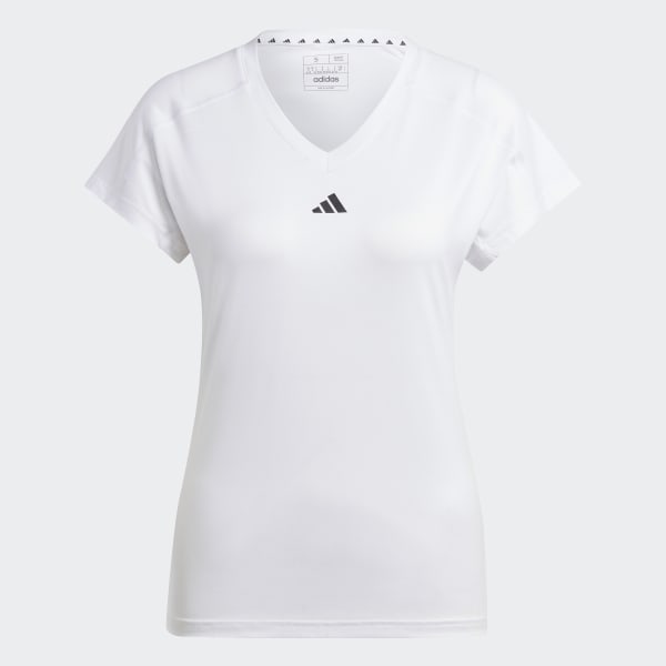 Beyaz AEROREADY Train Essentials Minimal Branding V Yaka Tişört