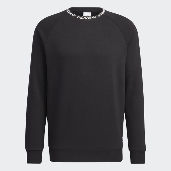 Black Linear Fleece Crew Sweatshirt