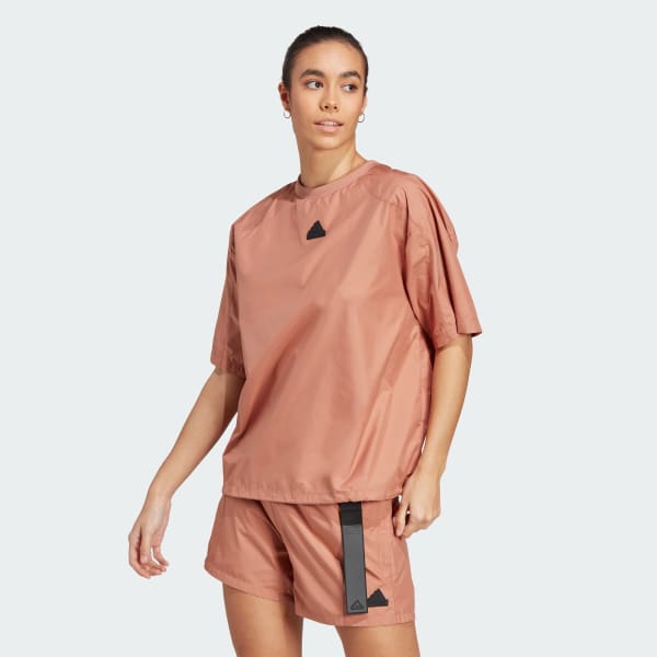 สีน้ำตาล เสื้อยืดทรงหลวม City Escape