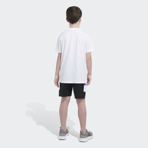 Black Elastic Waistband Sportswear Color Block Shorts