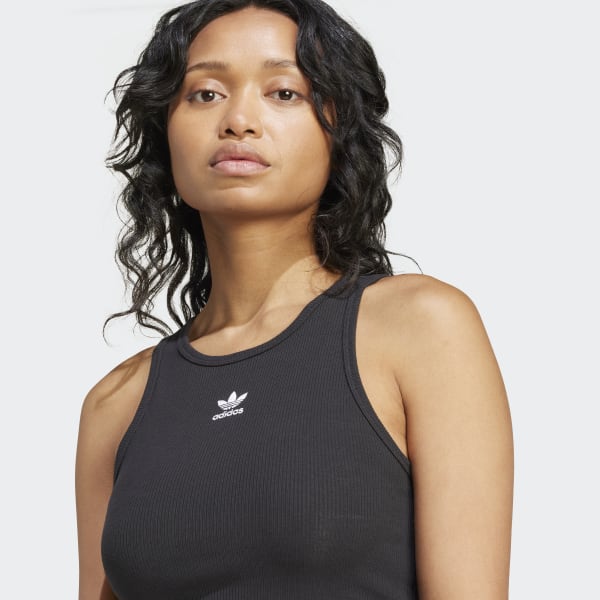 adidas Essentials Ribbed Tank Top - Black | Free Shipping with