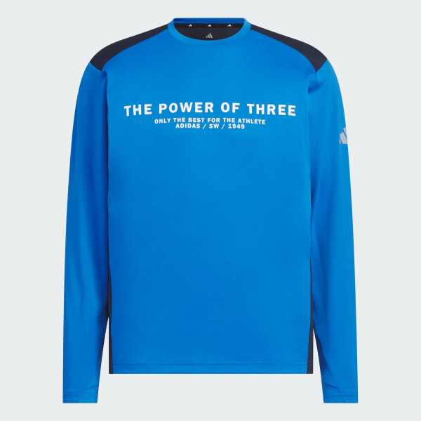 ブルー アディダスアダプテーション レギュラーフィット 長袖Tシャツ