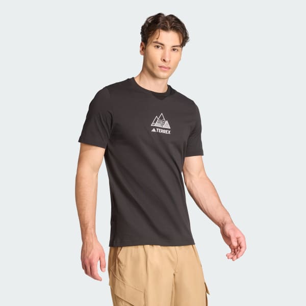 สีดำ เสื้อยืดพิมพ์ลาย Terrex Outdoor Athlete