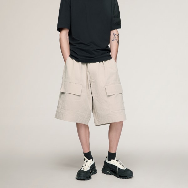 Brown Y-3 WIDE LEG SHORTS