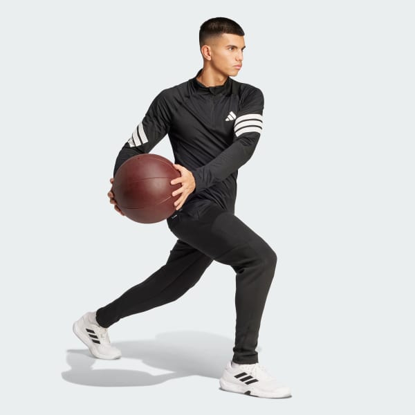 Negro Camiseta Icon 1/4-Zip 3 bandas