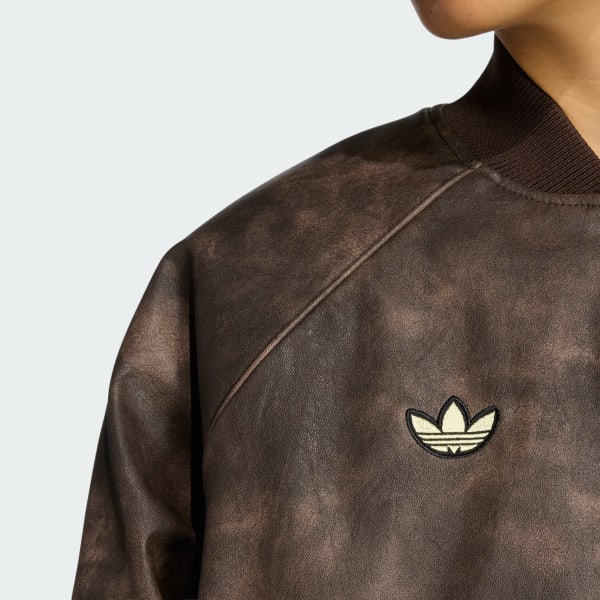 ADIDAS ORIGINALS ATHL DEPT VINTAGE FAUX LEATHER JACKET - Brown