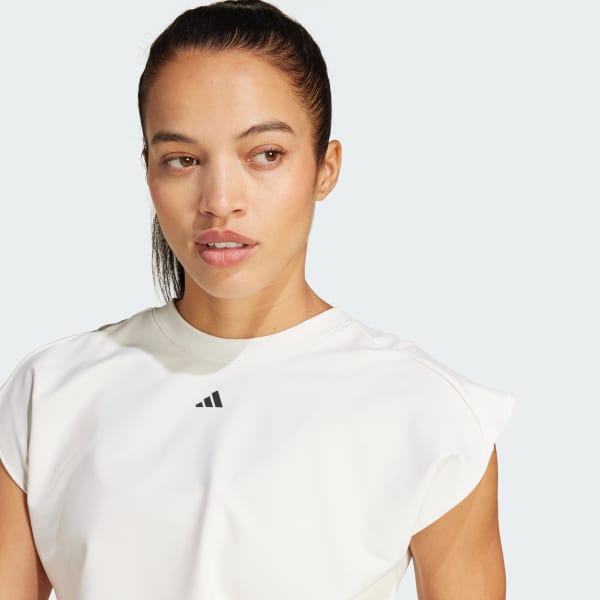 adidas Power Boxy French Terry 3-Stripes Tank Top - White