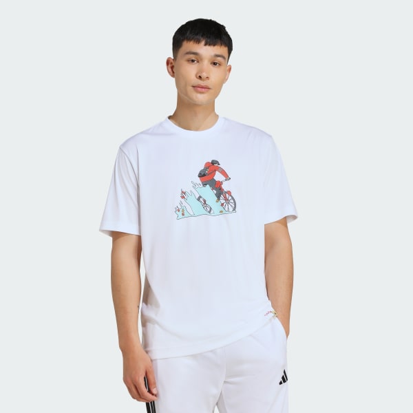ホワイト クライマクール ドゥードル ハント バイク グラフィック Tシャツ
