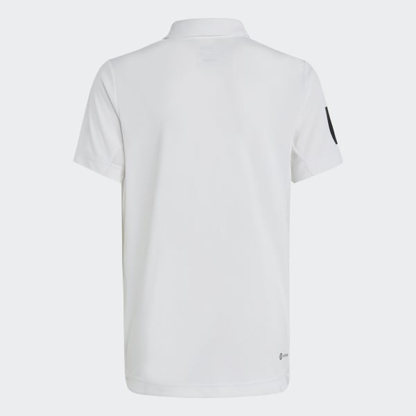 Blanco Polera con Cuello Club de Tenis 3 Tiras