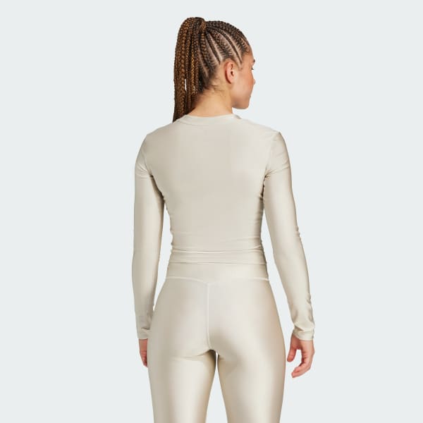 Beige Workout Essentials Shine Longsleeve