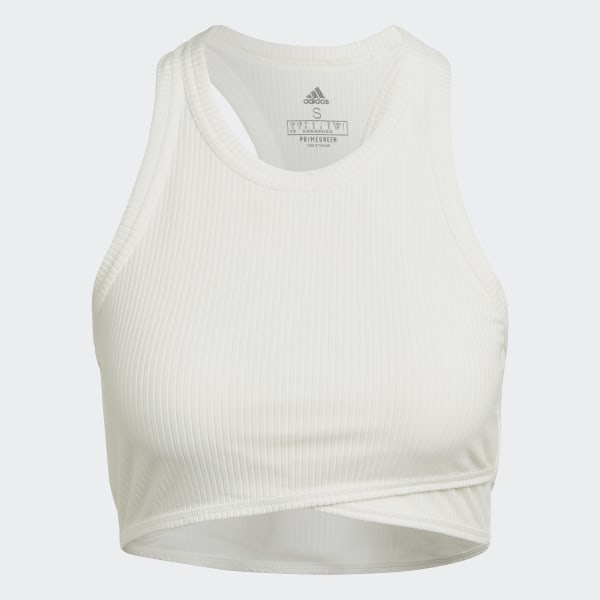 Branco Camisola de Alças Canelada para Ioga Studio