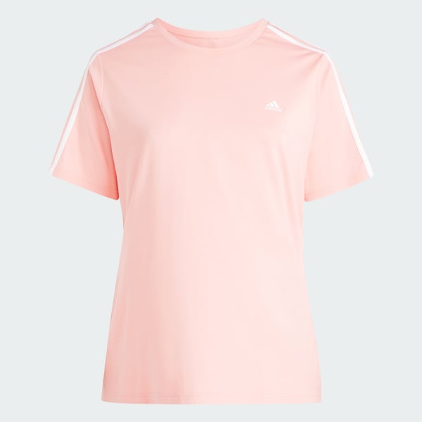 adidas Essentials Slim 3-Stripes Tee (Plus Size) - Pink