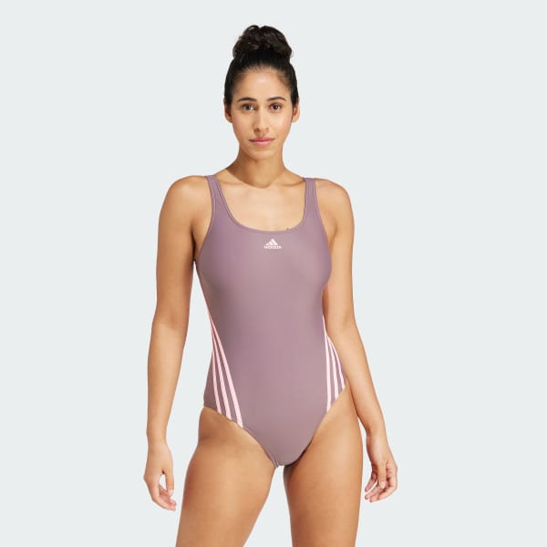 Fioletowy adidas 3-Stripes Swimsuit