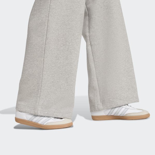 adidas Essentials Wide Leg Pant Fleece - Grey | Free