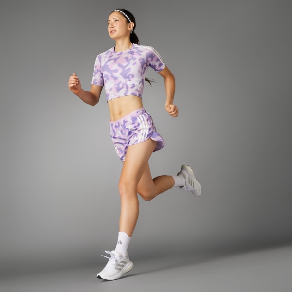 Grigio T-shirt Own the Run 3-Stripes Allover Print