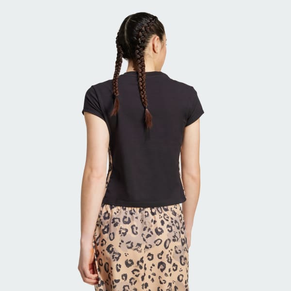 Nero T-shirt stampa animalier 3 Strisce