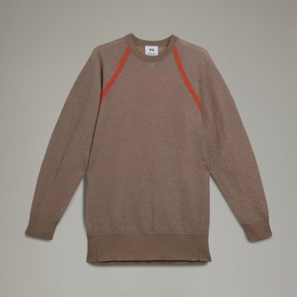 Brown Y-3 Classic Sheer Knit Crew Sweater AT140