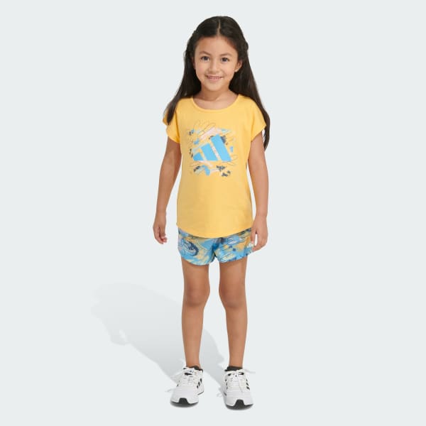 adidas C SS TEE - AOP WOVEN SHORT SET - Yellow | Free Shipping with ...