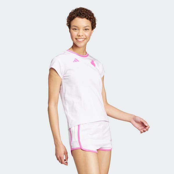 Mau-tim Áo Baby Tee Cotton 3 Sọc Ngắn Tiro