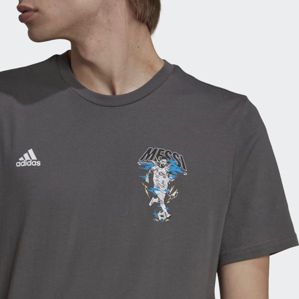 Grey Messi Football Icon Graphic Tee DP939