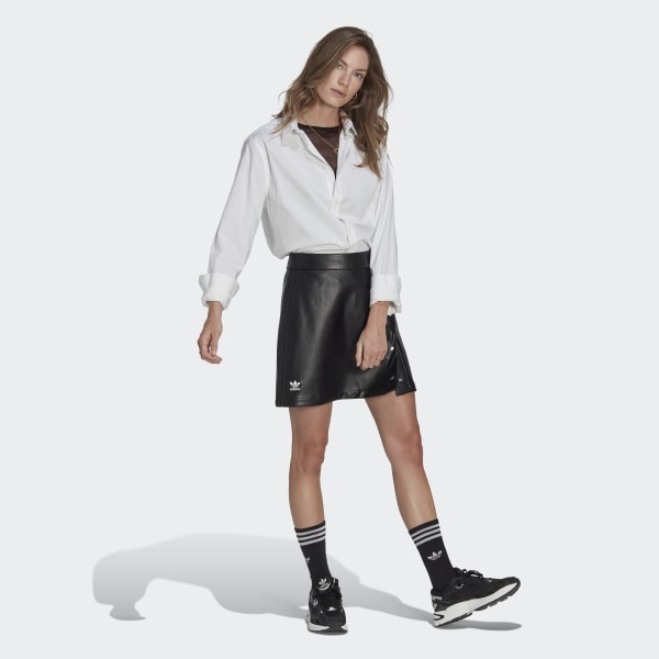 Black Faux Leather Skirt ELM78