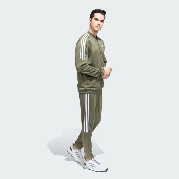 Green 3 Stripes Plain AEROREADY Track Suit
