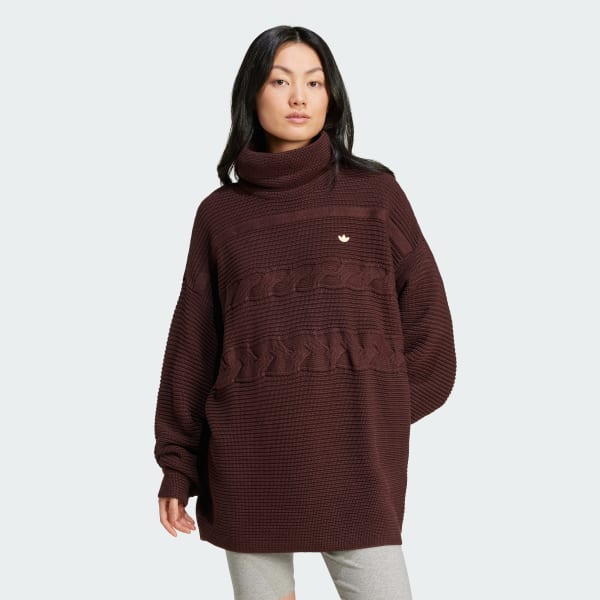 Pull col roulé maille oversize Premium Marron adidas adidas France