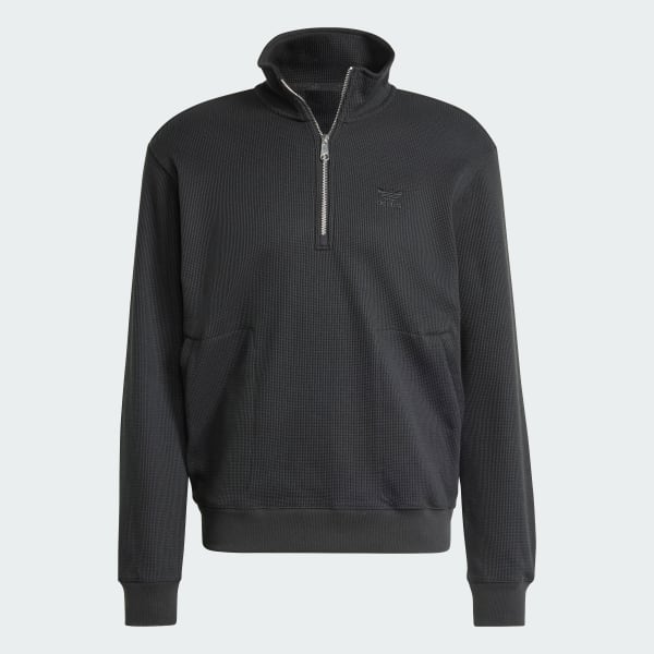 Negro Polera con Cierre Frontal Trifolio Essentials Waffle 1/2